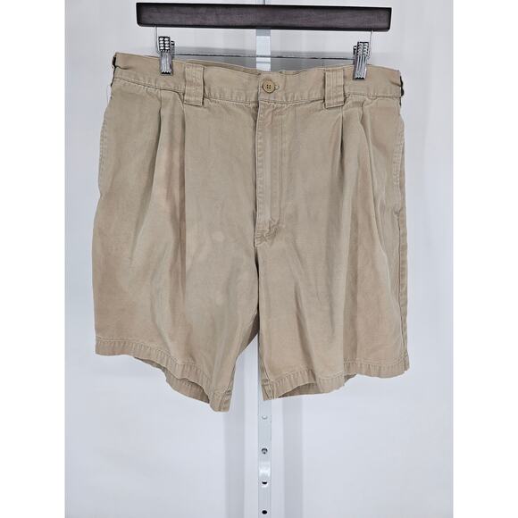 Bogari Italy Mens Sz 38 Pleated Chino Shorts Tan 100% Cotton - Picture 1 of 4